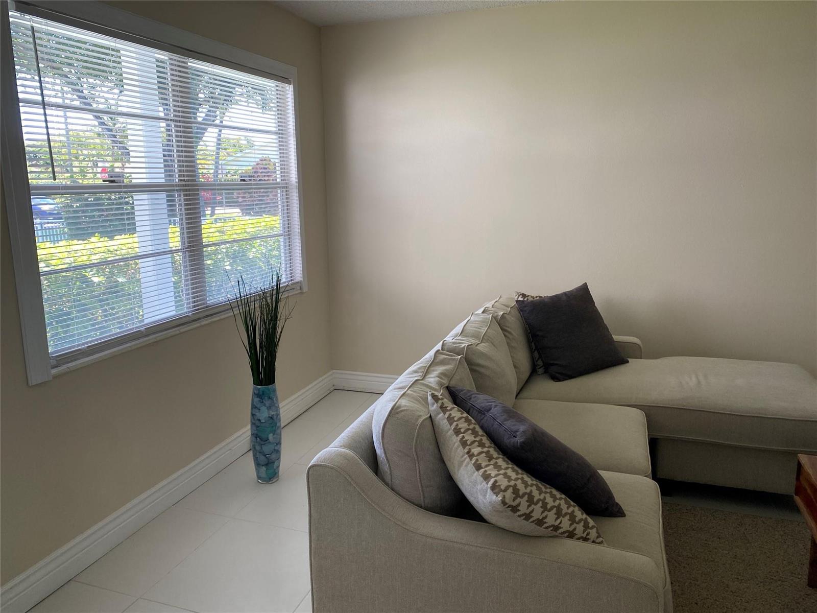 A living room features a beige sofa, a wooden coffee table, and a geometric rug — 209 Ventnor M # 209, Deerfield Beach FL 33442, DEERFIELD BEACH, FL