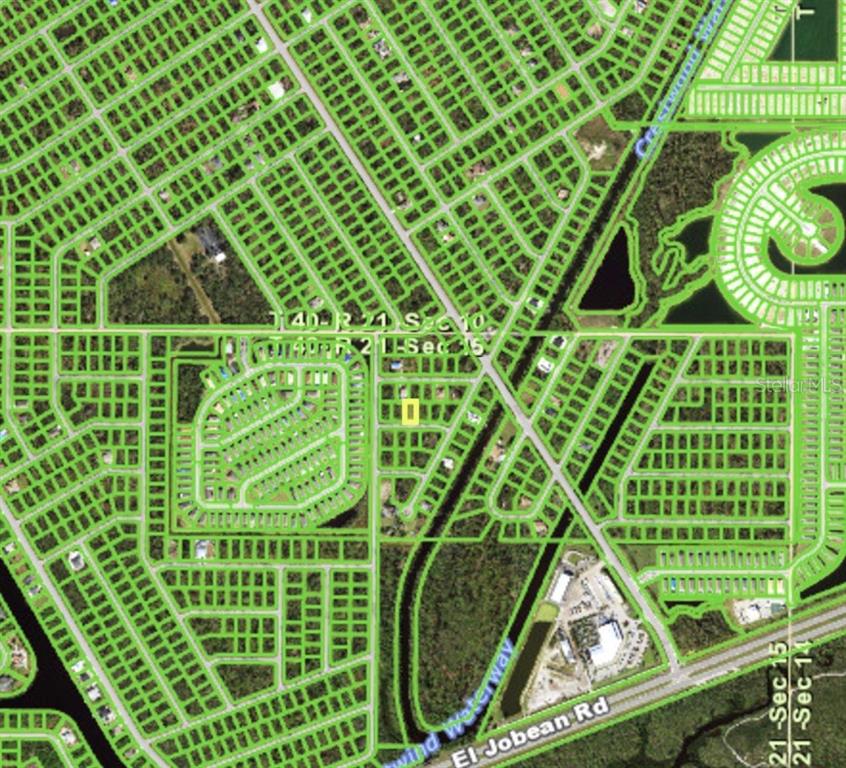 This is an aerial map showing a highlighted residential lot within a suburban neighborhood — 15292 CASTO AVENUE, PORT CHARLOTTE, FL