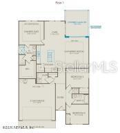 This is a floor plan for a single-story residential home with a two-car garage — 345 FISHTAIL PLACE, PALM COAST, FL