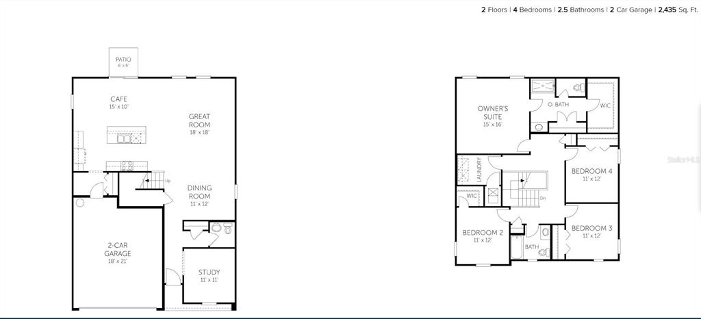 This floor plan shows a two-story house with four bedrooms, 2.5 bathrooms, and a garage — 3422 GOLDEN EYE DRIVE, ORANGE PARK, FL