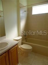 A bathroom features a vanity with a sink, a toilet, and a shower-tub combination — 11339 VILLAGE BROOK DRIVE, RIVERVIEW, FL