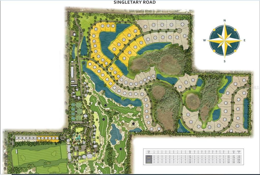 This is a site plan rendering of a residential community featuring lots, ponds, and landscaping — 33712 BELLINO PLACE, MYAKKA CITY, FL