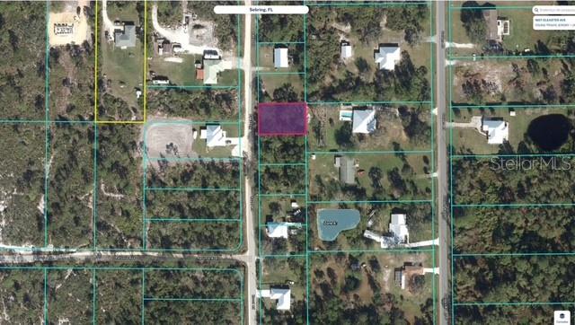 This is an aerial map showing a highlighted rectangular plot of land in a residential area — 6006 HAZEL ROAD, SEBRING, FL