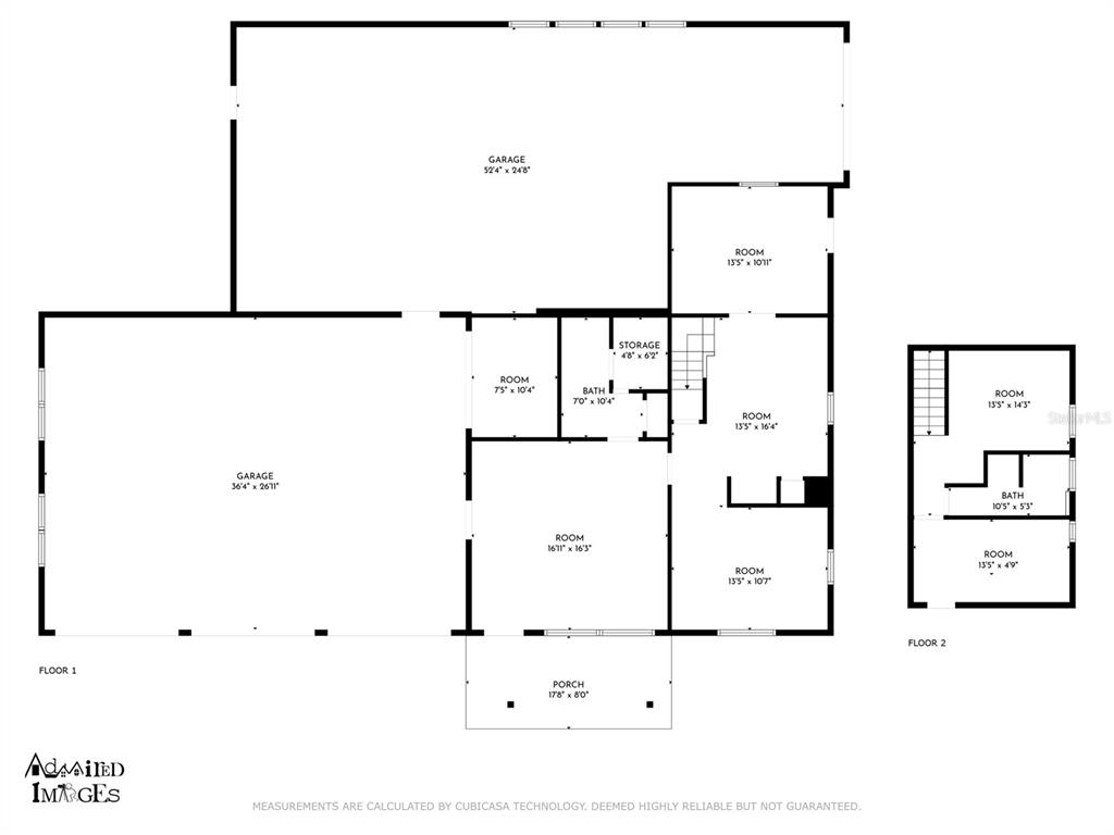 This is a floor plan showing two levels of a home with garages and multiple rooms — 8929 E GULF TO LAKE HIGHWAY, INVERNESS, FL