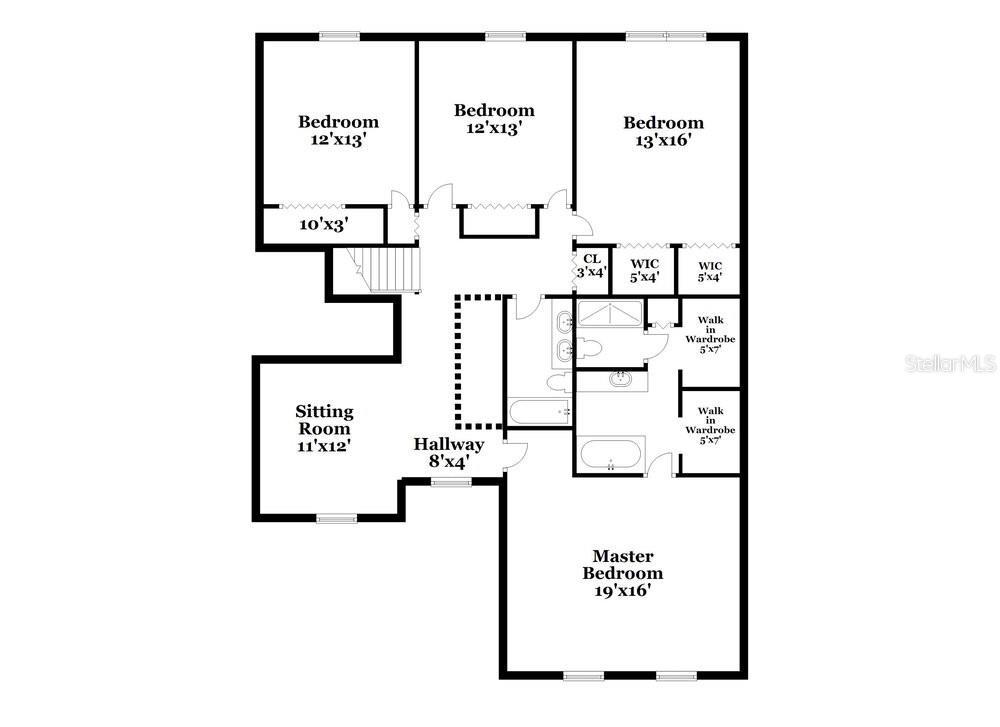 This is a floor plan showing the layout of a residential second floor — 13513 MANGO BAY DRIVE, RIVERVIEW, FL