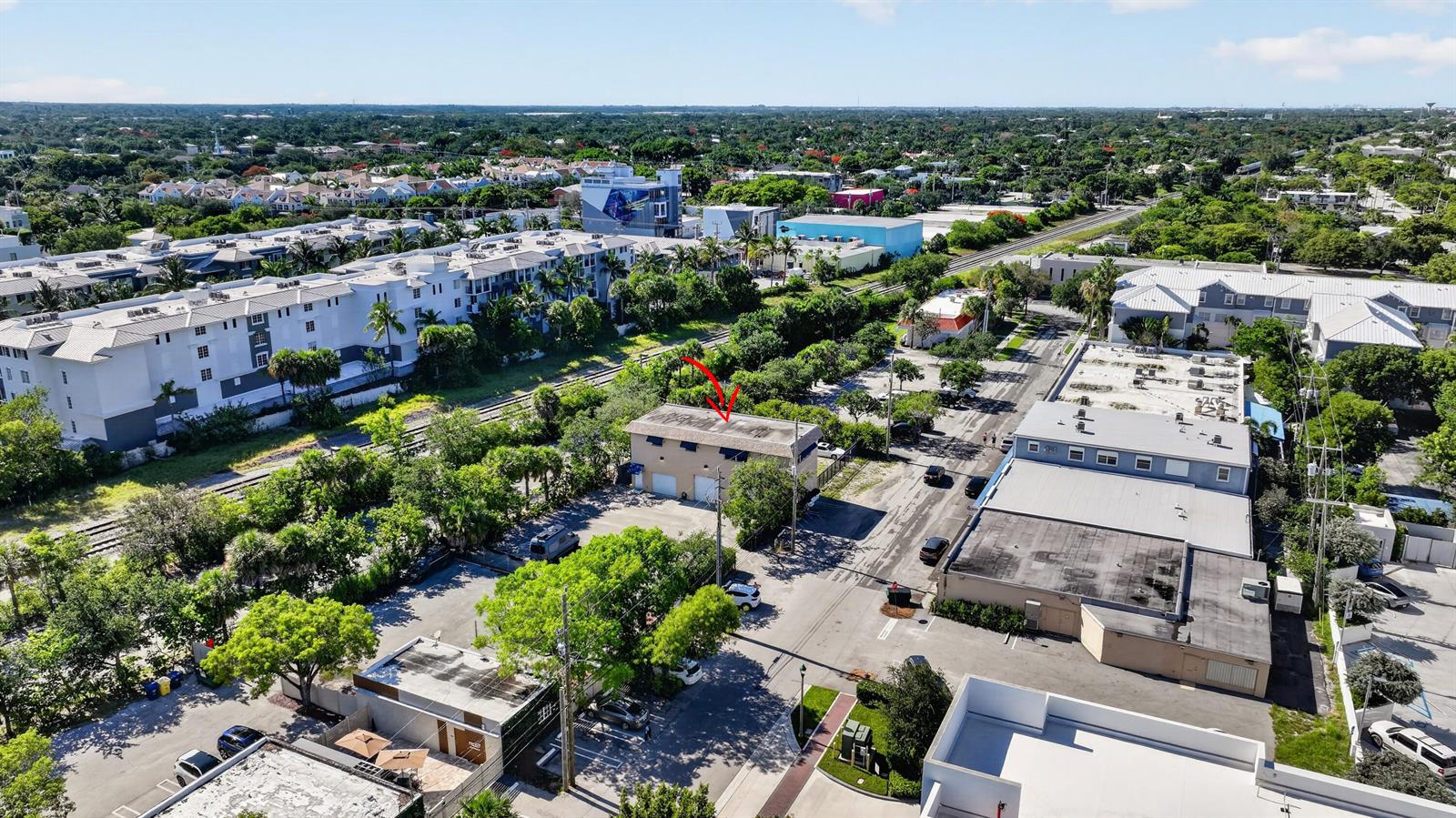 An aerial view shows a two-story commercial building with a flat roof and parking lot — 234 NE 4th Avenue, Delray Beach FL 33483, DELRAY BEACH, FL