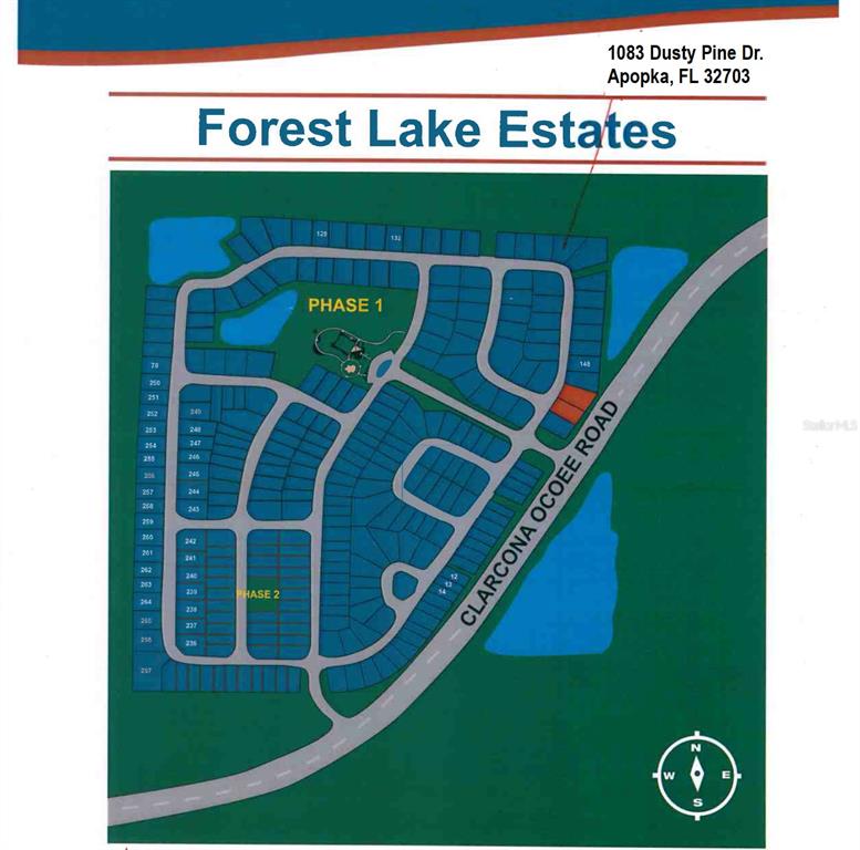 This is a site map showing the layout of lots in the Forest Lake Estates community — 1083 DUSTY PINE DRIVE, APOPKA, FL