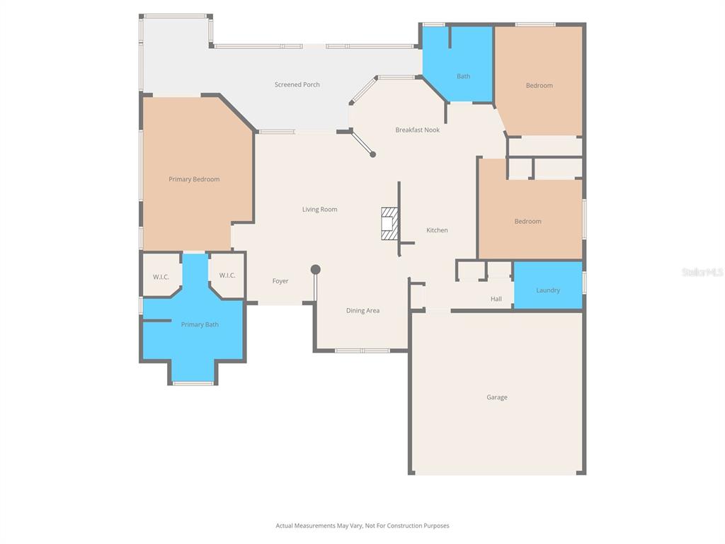 This is a floor plan of a single-story house with a garage and screened porch — 11128 LOMITA WREN ROAD, WEEKI WACHEE, FL