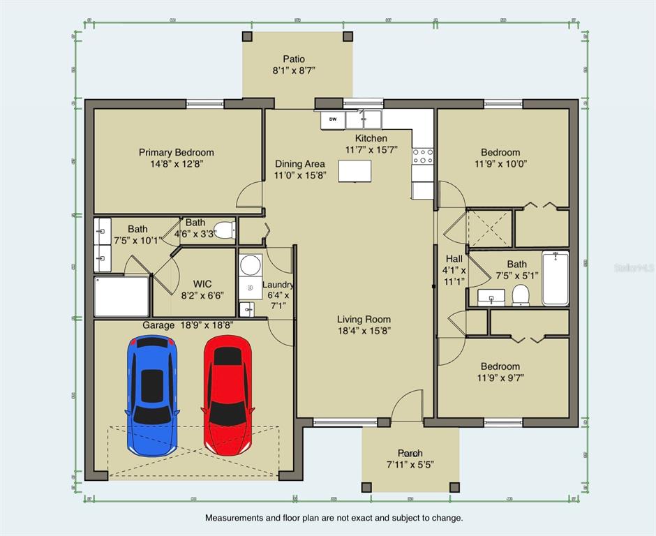This is a floor plan for a single-story house with three bedrooms and a garage — 6164 SW 144TH LANE ROAD, OCALA, FL