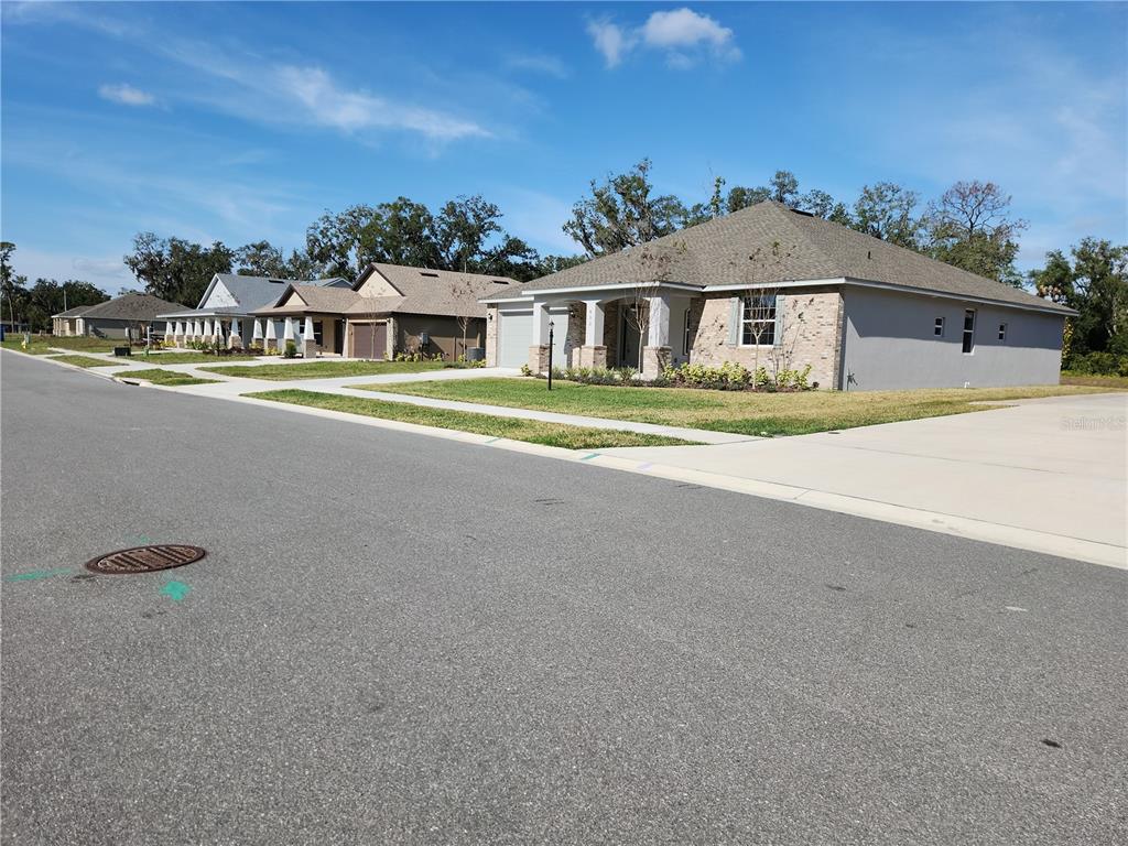 A street view shows several single-story suburban houses with driveways under a blue sky — 416 SHANNON ESTATES COURT, PLANT CITY, FL