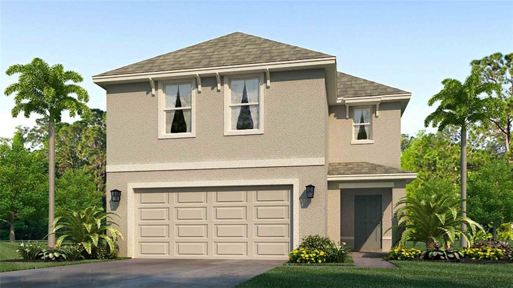 This is a digital rendering of a two-story suburban house with a two-car garage — 11864 TEXOMA COURT, PARRISH, FL
