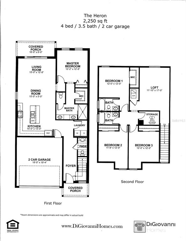 This floor plan shows a two-story home with four bedrooms, three and a half baths, and a garage — 2520 MARIO WAY, CLEARWATER, FL
