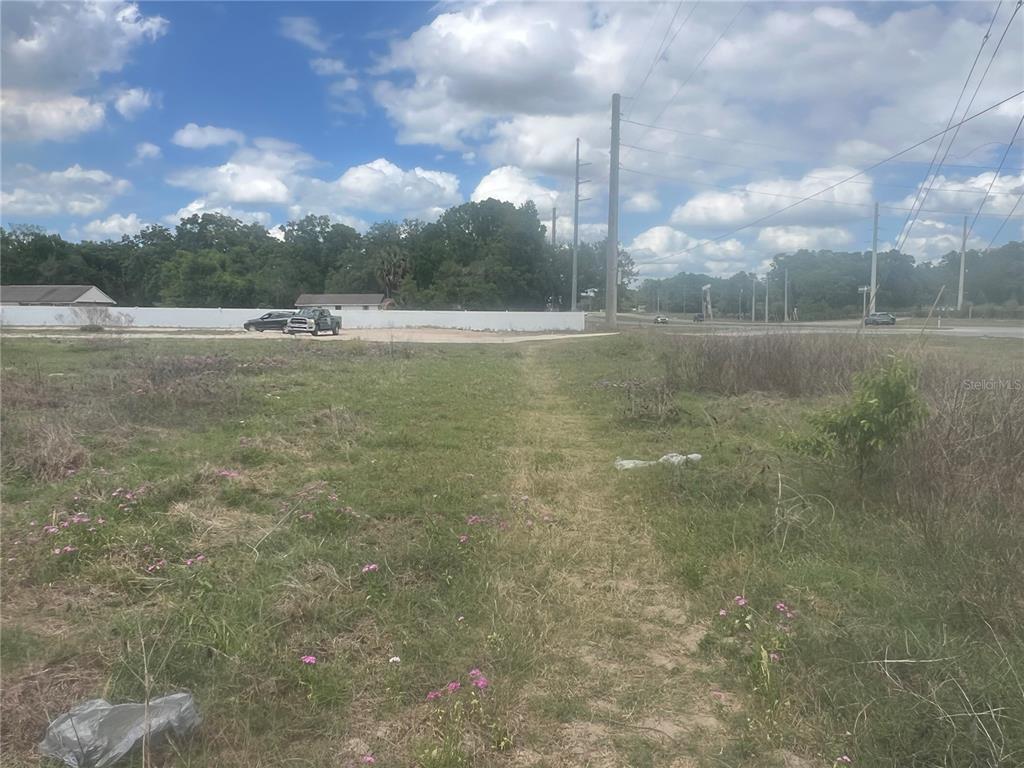 A grassy, undeveloped lot with a white fence and utility poles under a cloudy sky — 00 S US HWY 301, SUMMERFIELD, FL
