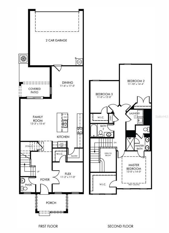 This is a floor plan showing the first and second levels of a residential home — 7389 ALPINE BUTTERFLY LANE, ORLANDO, FL