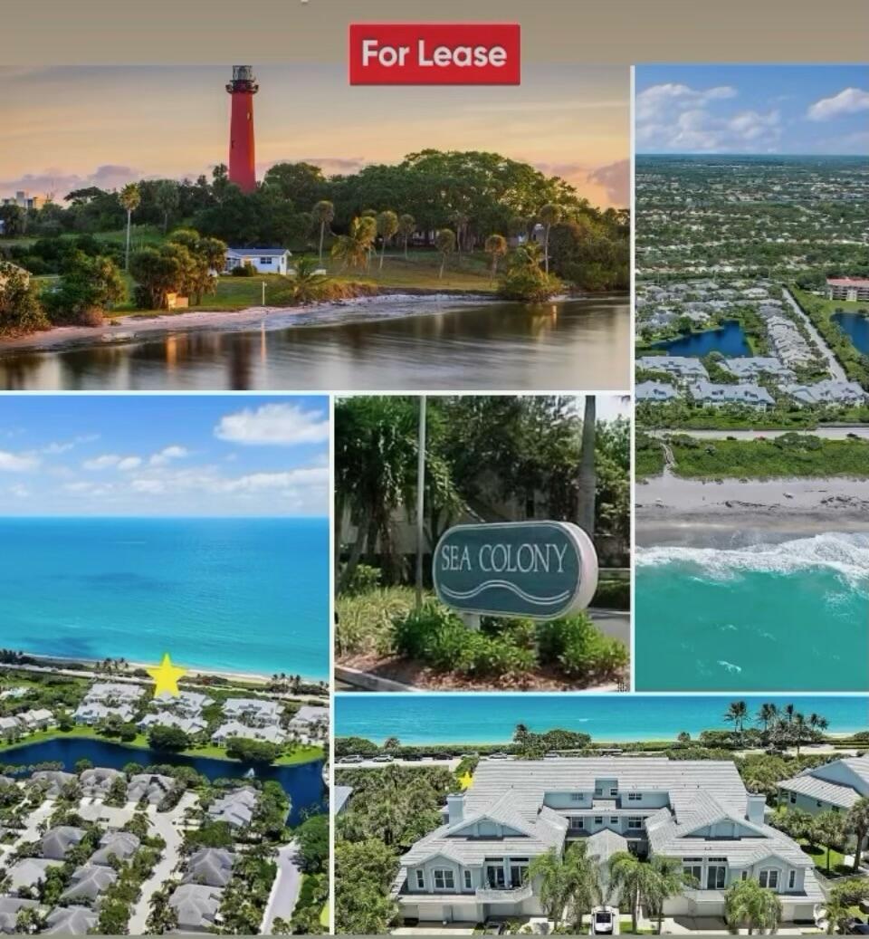 A collage of aerial and landscape photos shows a coastal community with a nearby lighthouse — 602 Mainsail Circle, Jupiter FL 33477, JUPITER, FL