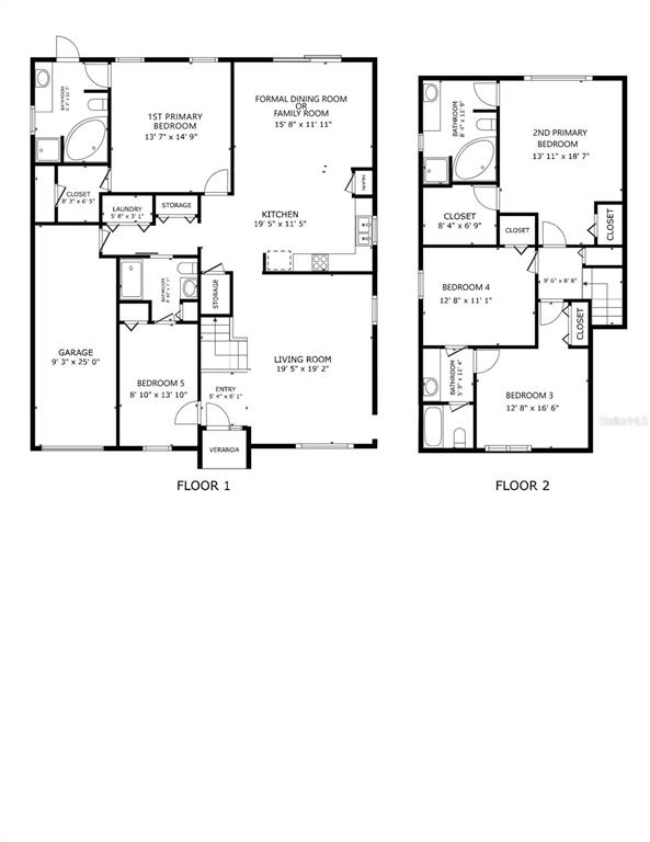 This is a floor plan showing the layout of a two-story residential home — 435 SCRUB JAY WAY, DAVENPORT, FL