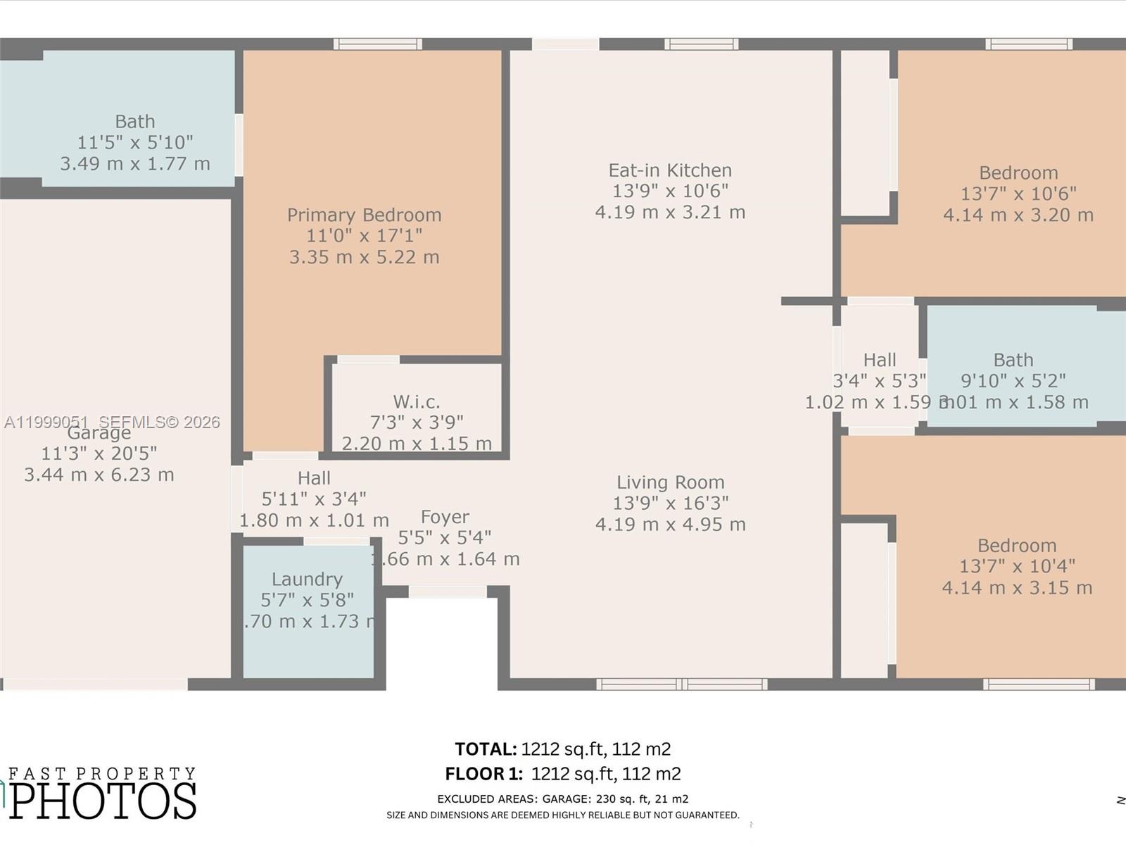 This is a floor plan for a residential unit with two bedrooms, two bathrooms, and a garage — 9006 ABEL, La Belle FL 33935, LA BELLE, FL