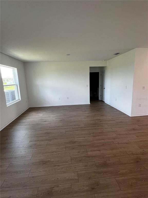 An empty room features wood-look flooring, white walls, and a window on the left side — 12918 RED DEER PLACE, PARRISH, FL