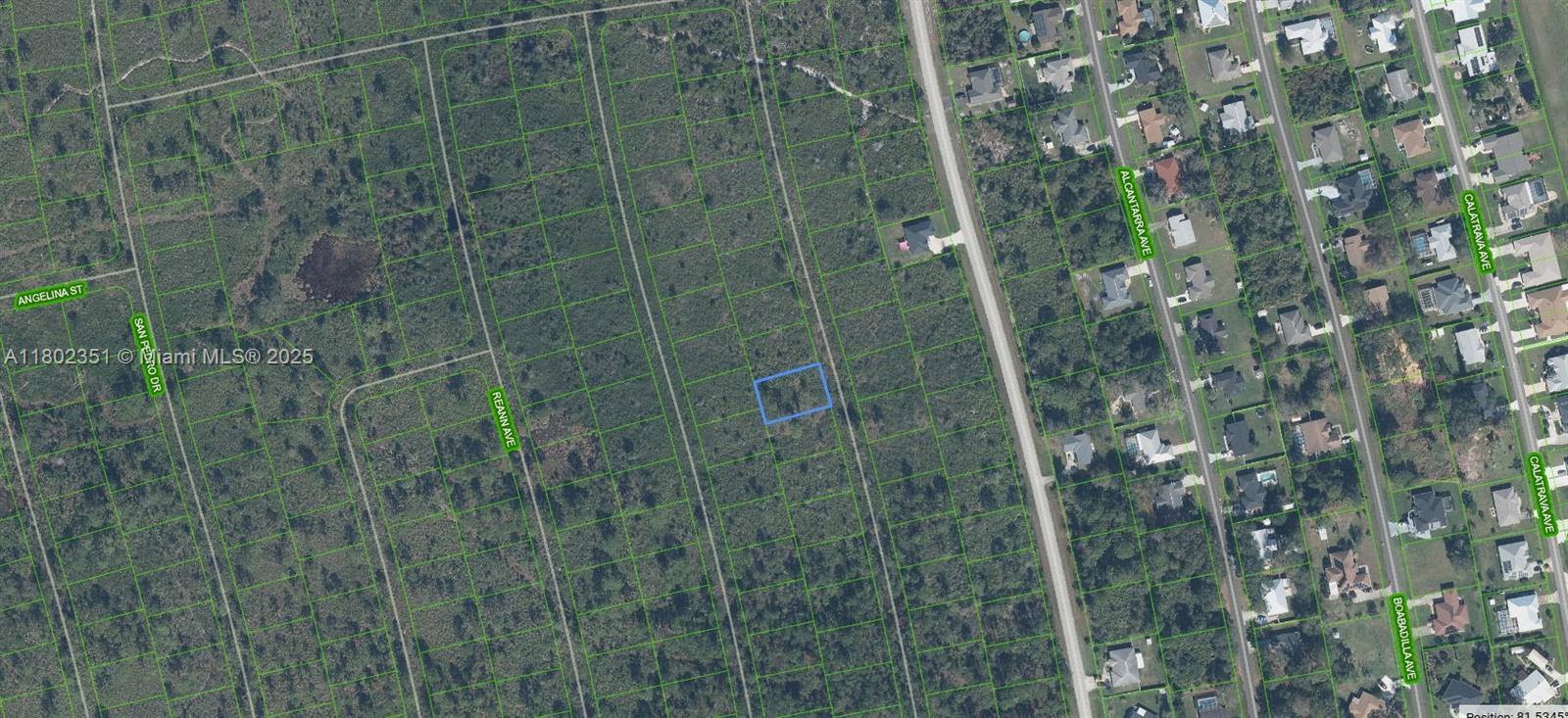 This aerial map shows a highlighted vacant lot surrounded by undeveloped land and nearby residential streets — 4601 MAJORCA, Sebring FL 33872, SEBRING, FL
