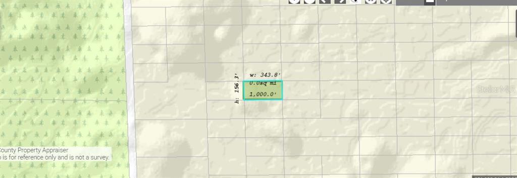 This is a map showing a highlighted rectangular parcel of land with its dimensions — DILL ROAD, ORLANDO, FL