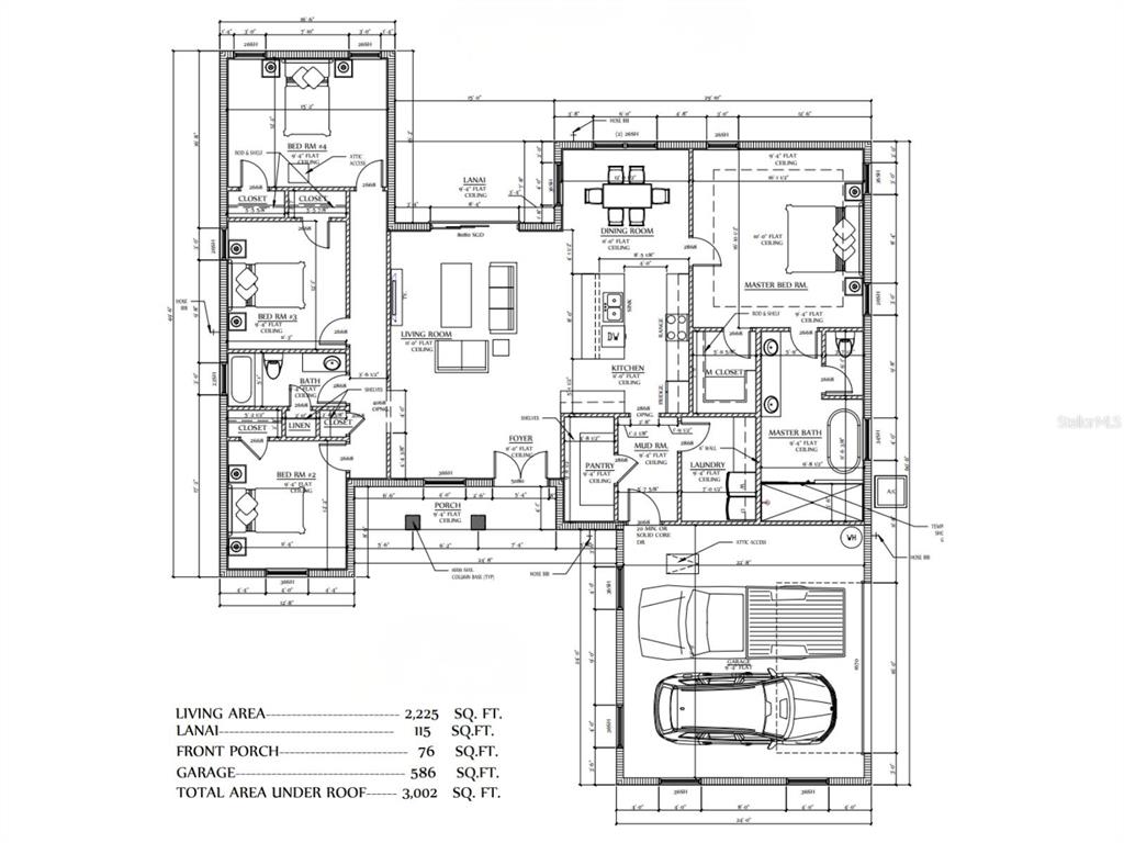 This is a floor plan for a single-story house with four bedrooms and a garage — 1022 BRIARWOOD DRIVE, WAUCHULA, FL