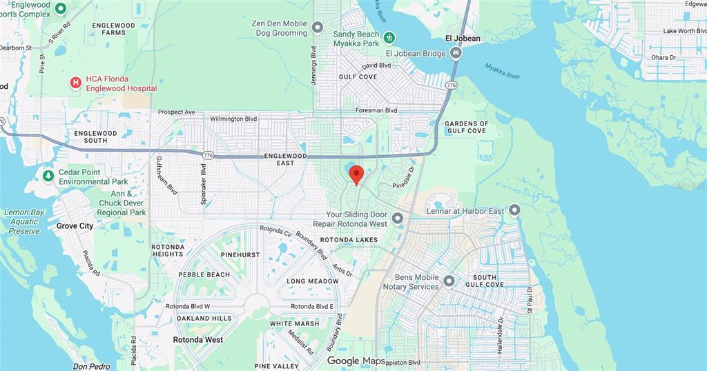 This is a map showing the location of a property in the Rotonda West area — 7232 WALCOTT ROAD, PORT CHARLOTTE, FL