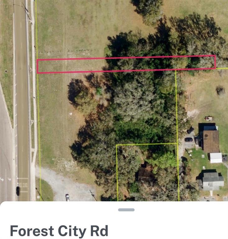 An aerial map view shows a rectangular plot of land adjacent to a paved road — LOT 131, FOREST CITY ROAD, ORLANDO, FL