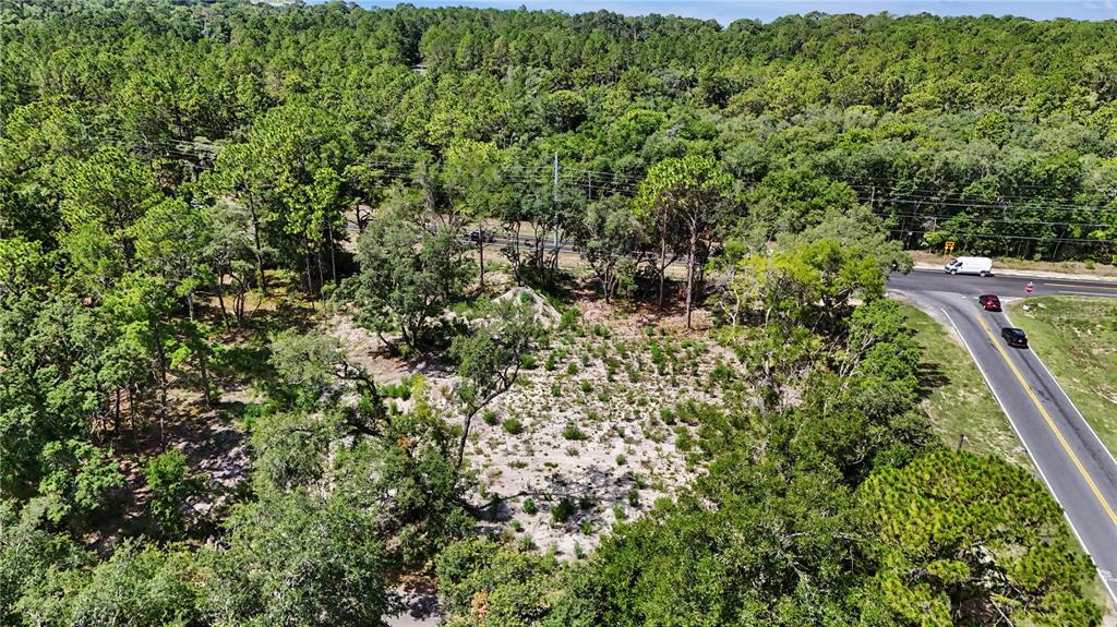 An aerial view of a vacant, sandy lot surrounded by dense forest next to a road — 3 BAY DRIVE, OCKLAWAHA, FL