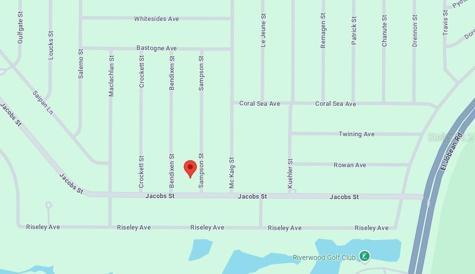 This is a map showing street layouts and a location pin in a residential area — 2481 SAMPSON STREET, PORT CHARLOTTE, FL