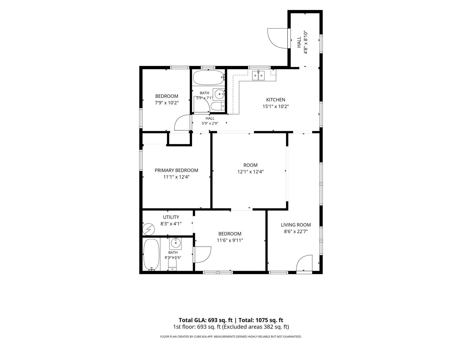 This is a floor plan showing a multi-room residential layout with two bathrooms — 4721 28th Court, Vero Beach FL 32967, VERO BEACH, FL