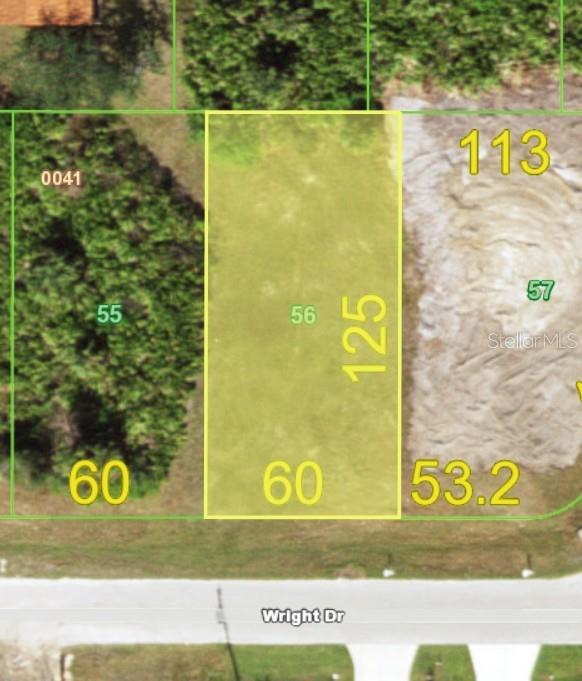 This is a map showing a rectangular residential lot with dimensions of 60 by 125 feet — 149 WRIGHT DRIVE, ROTONDA WEST, FL