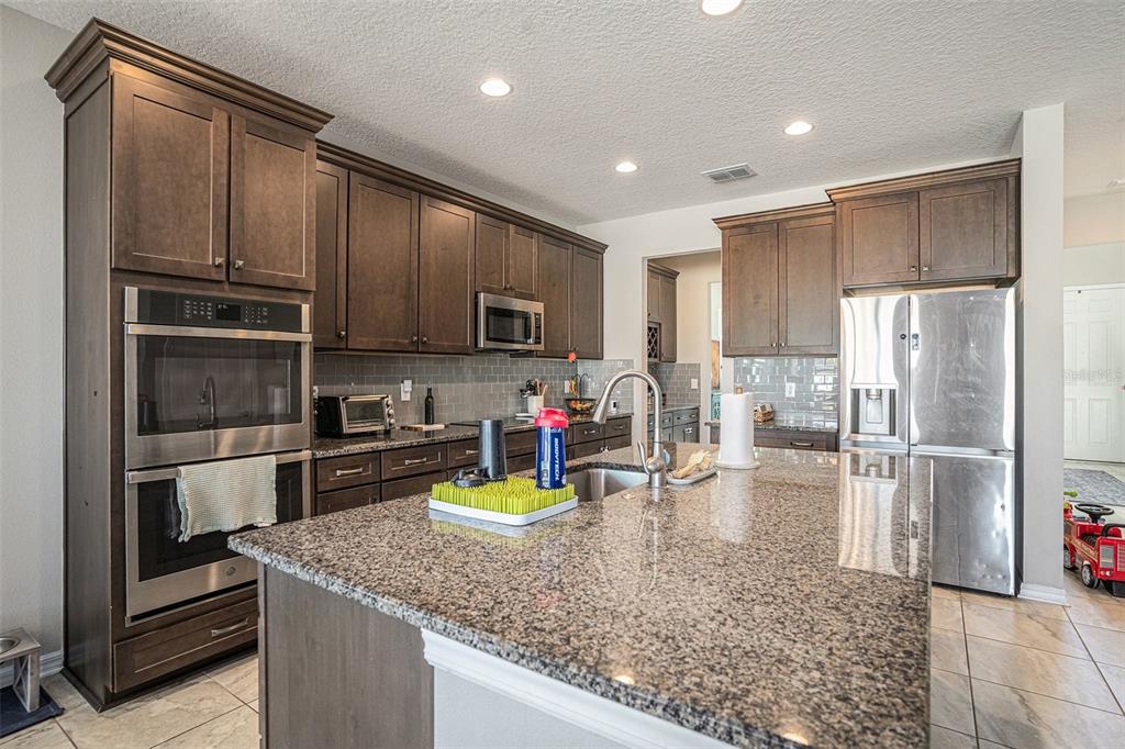 A bright entryway features tile flooring, a tall potted plant, a bookshelf, and a teal cabinet — 13362 SAGE HOLLOW AVENUE, RIVERVIEW, FL