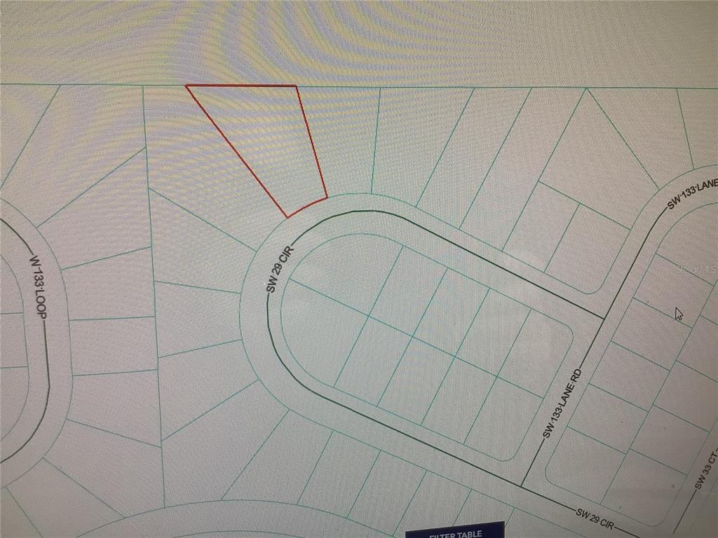 This is a plat map showing a highlighted residential lot on a cul-de-sac — 0 SW 29TH CIRCLE, OCALA, FL