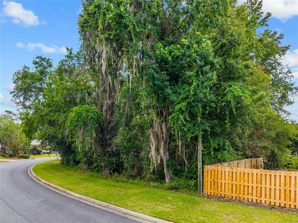 A paved road curves past a dense cluster of trees and a wooden fence — 2645 NW 106TH WAY, GAINESVILLE, FL