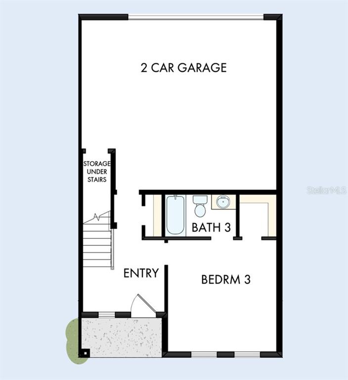 This floor plan shows a ground level with a two-car garage, bedroom, bathroom, and entry — 1650 SPRINGWELL LANE, SARASOTA, FL