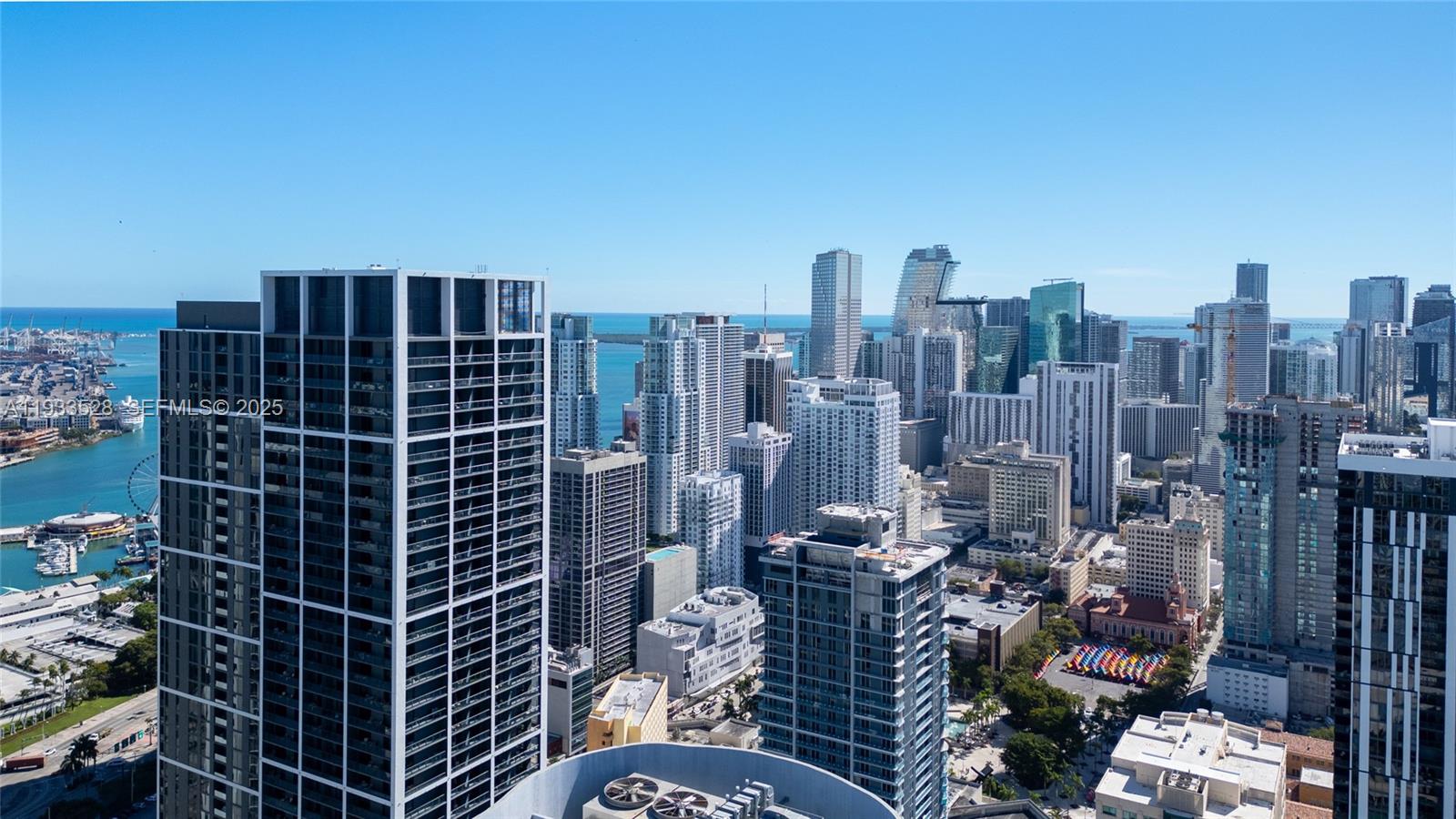 An elevated view of the Miami skyline featuring numerous high-rise buildings and the waterfront — 601 NE 1St Ave, Miami FL 33132, MIAMI, FL