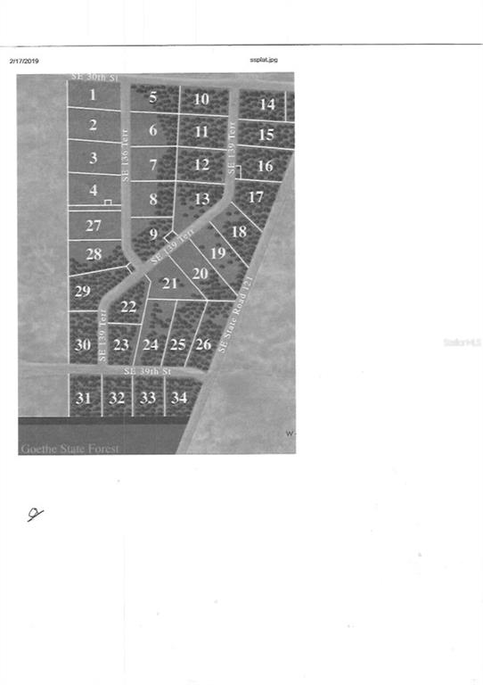 This is a plat map showing numbered land parcels and roads in a residential development — 00 SE 139TH LOT 23 TERRACE, MORRISTON, FL