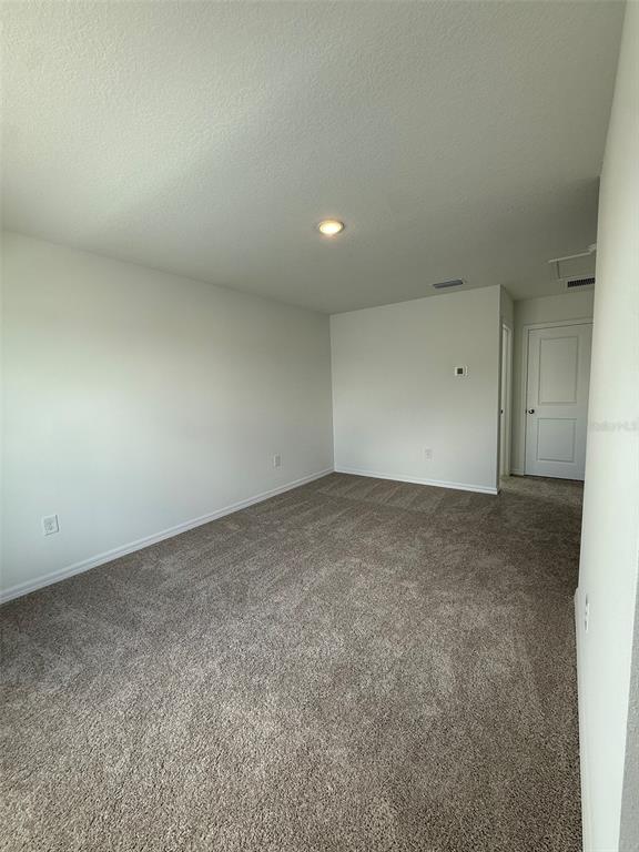 An empty bedroom features neutral walls, beige carpeting, a ceiling light, and a white door — 13045 SASSAFRAS TRAIL, PARRISH, FL