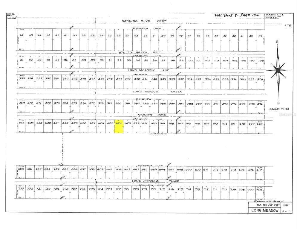 This is a plat map showing a grid of residential lots in Rotonda West — 234 MARKER ROAD, ROTONDA WEST, FL