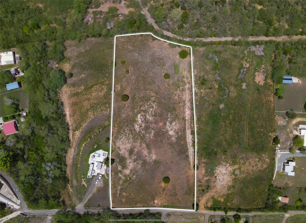 An aerial view shows a large, rectangular, undeveloped plot of land outlined in white — Carr 301 km 3.2 MONTELCARLO STATE, CABO ROJO, PR