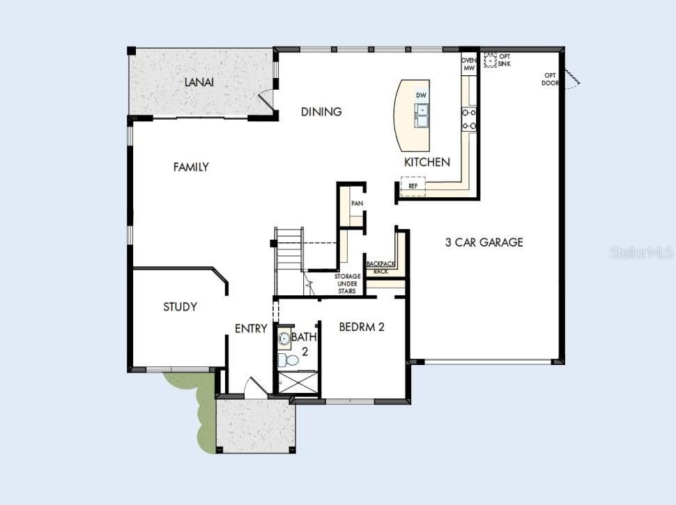 This is a floor plan showing the first level of a house with a garage — 1604 COLE ROAD, ORLANDO, FL