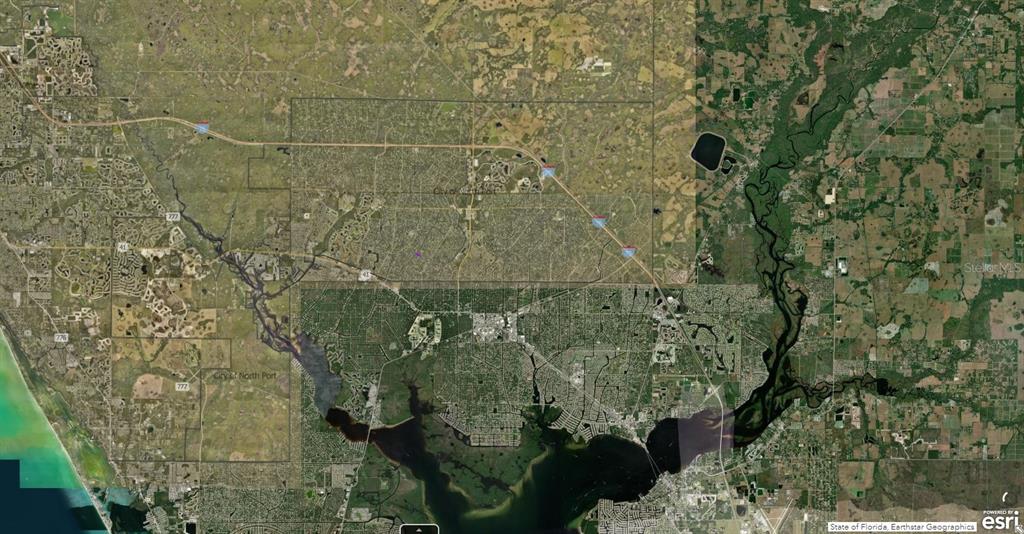 This is an aerial map showing the city of North Port and surrounding Florida landscape — 1005010428 MARCELLA TERRACE, NORTH PORT, FL