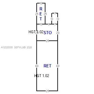 This is a floor plan showing the layout and dimensions of a commercial property — 314 Coral Way, Coral Gables FL 33134, CORAL GABLES, FL