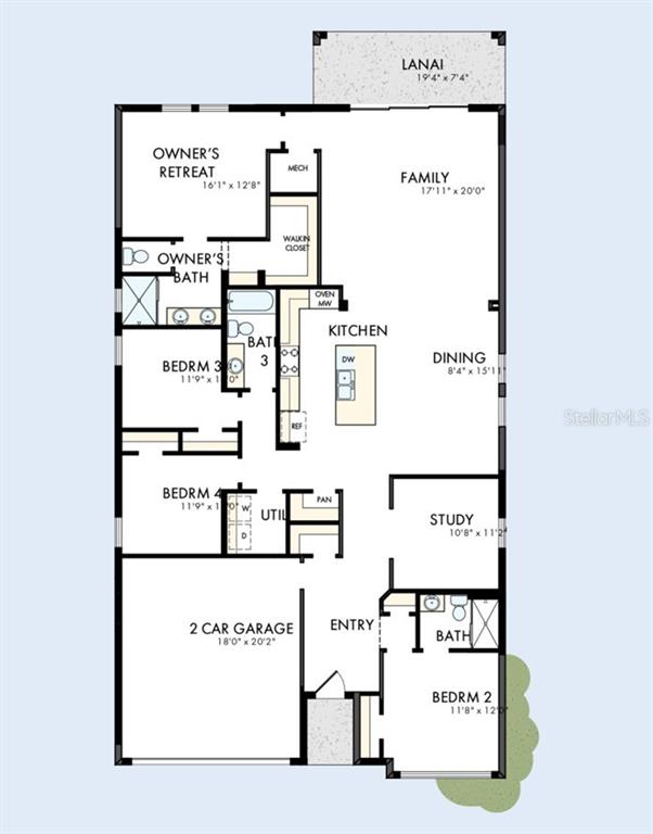 This is a floor plan for a single-story home featuring four bedrooms and a garage — 5713 COOPERS HAWK COURT, ST CLOUD, FL