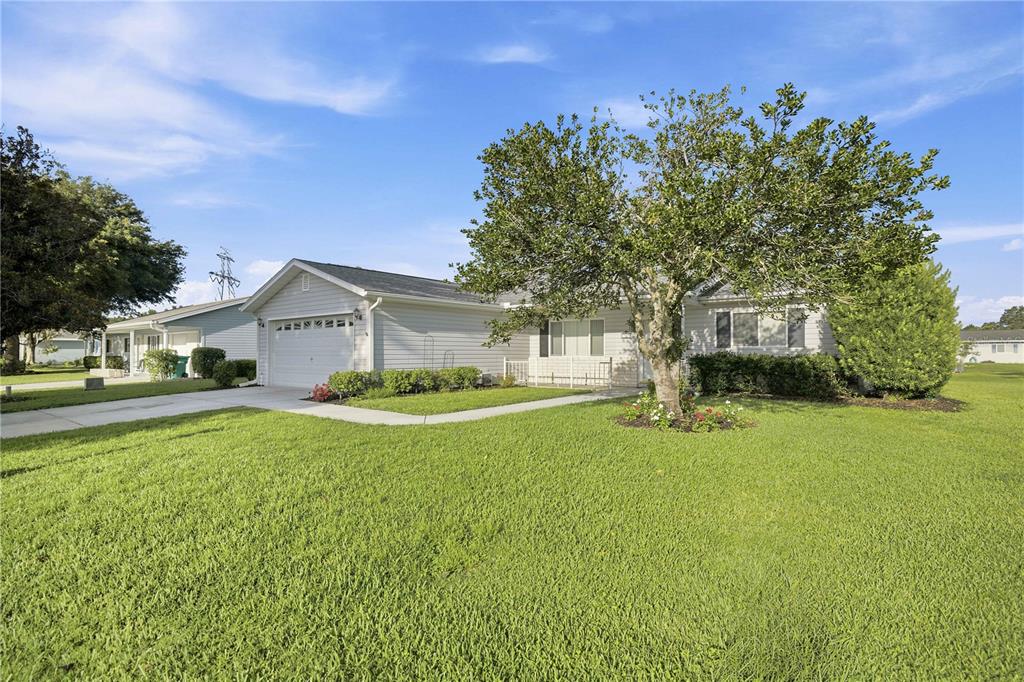 A single-story house with light siding, a one-car garage, and a large tree in front — 17832 SE 96TH AVENUE, SUMMERFIELD, FL
