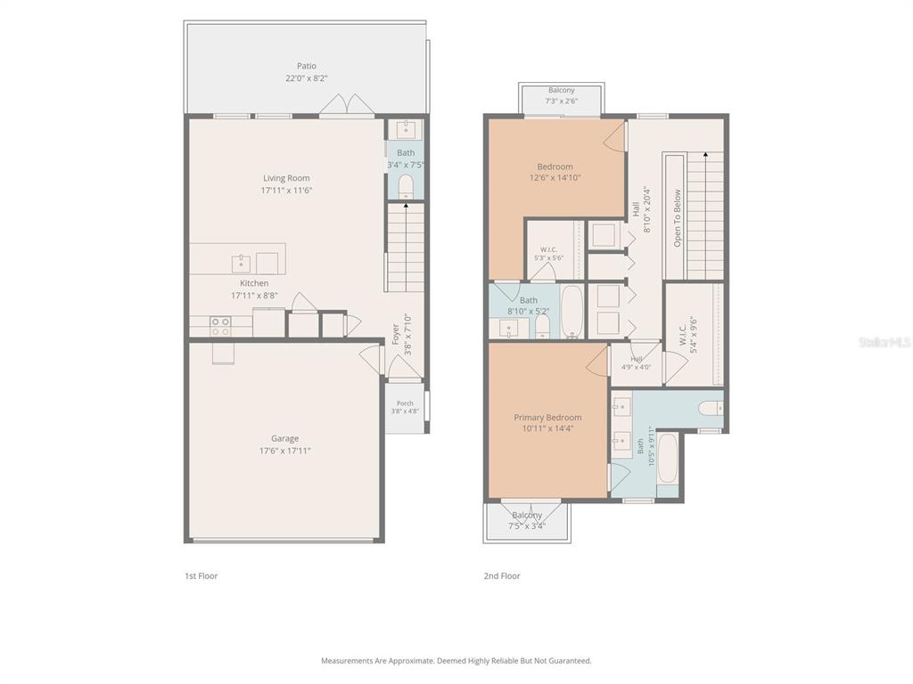 This floor plan shows a two-story home with a garage, patio, and two bedrooms — 553 LUSARA COURT, DUNEDIN, FL