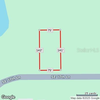 This is a map showing the rectangular property boundaries and dimensions of a vacant lot — SE 17TH LANE, OCKLAWAHA, FL