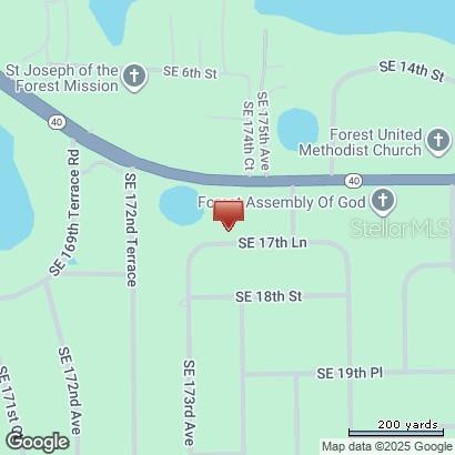 This is a map showing the location of a property near Highway 40 — SE 17TH LANE, OCKLAWAHA, FL