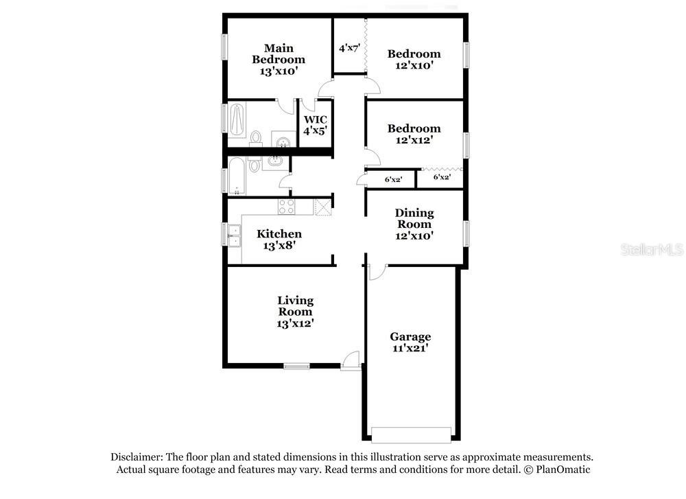 This is a floor plan of a house featuring three bedrooms, a garage, and a kitchen — 11730 LYNN BROOK CIRCLE, SEFFNER, FL