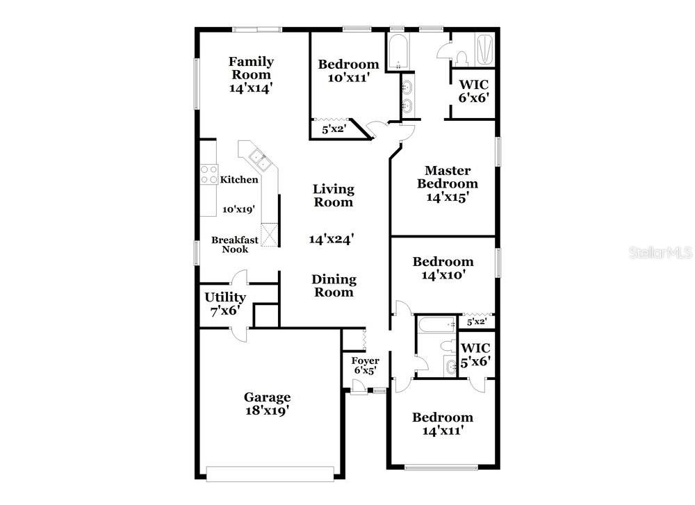 This is a floor plan showing the layout of a single-story residential home — 2959 ELBIB DRIVE, ST CLOUD, FL